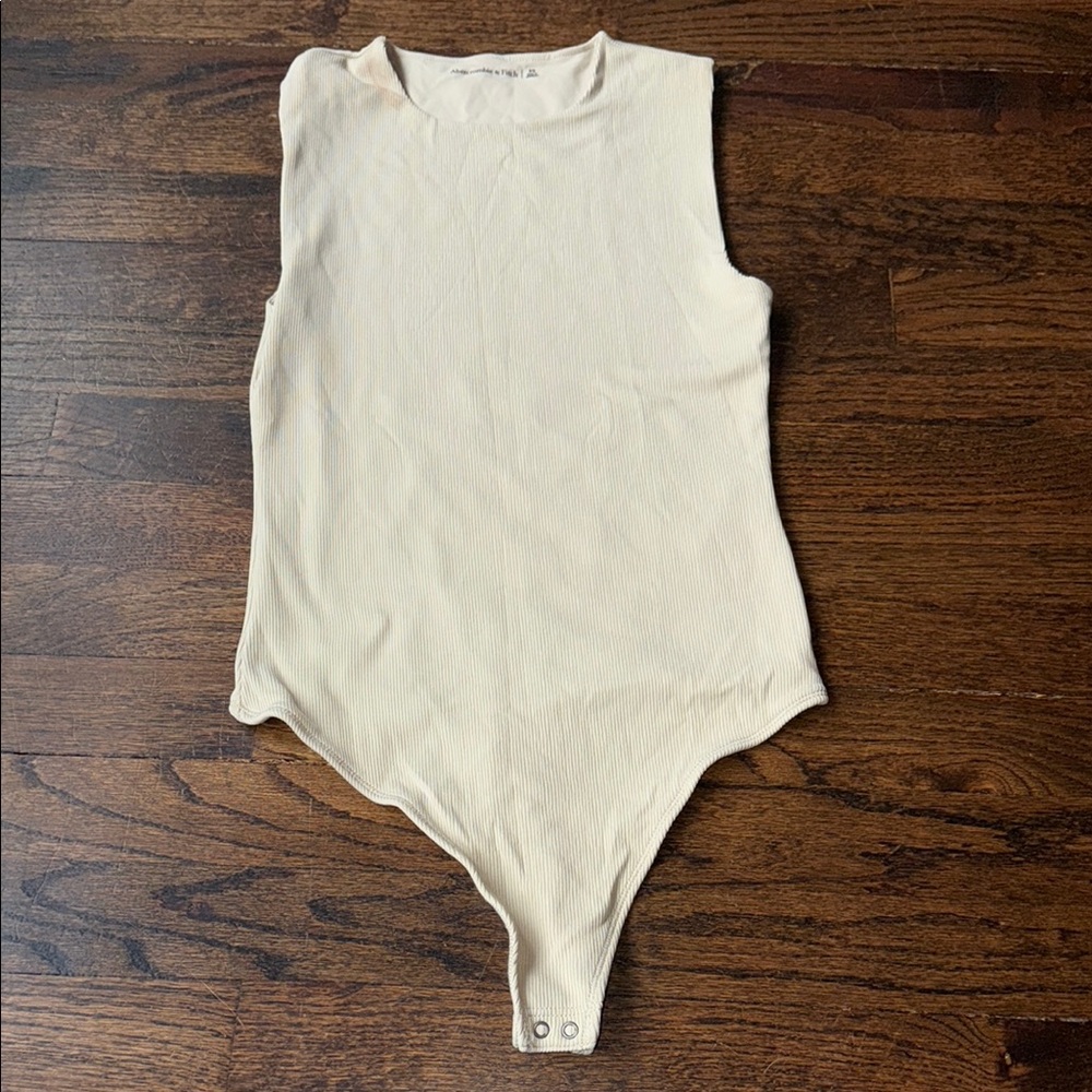 Abercrombie cream ribbed thong bodysuit